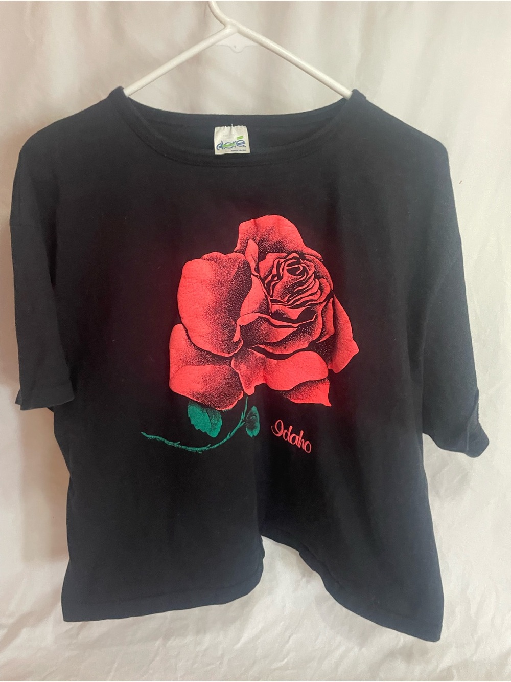Idaho Rose Graphic Tee - Black with Red Rose